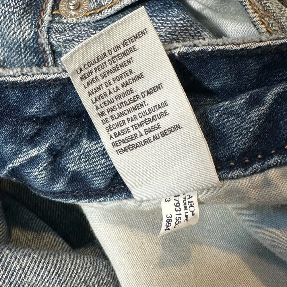 American Eagle Women's 16 Denim Blue Jean Shorts Cutoff Distressed AE Mid Rise - Picture 8 of 11